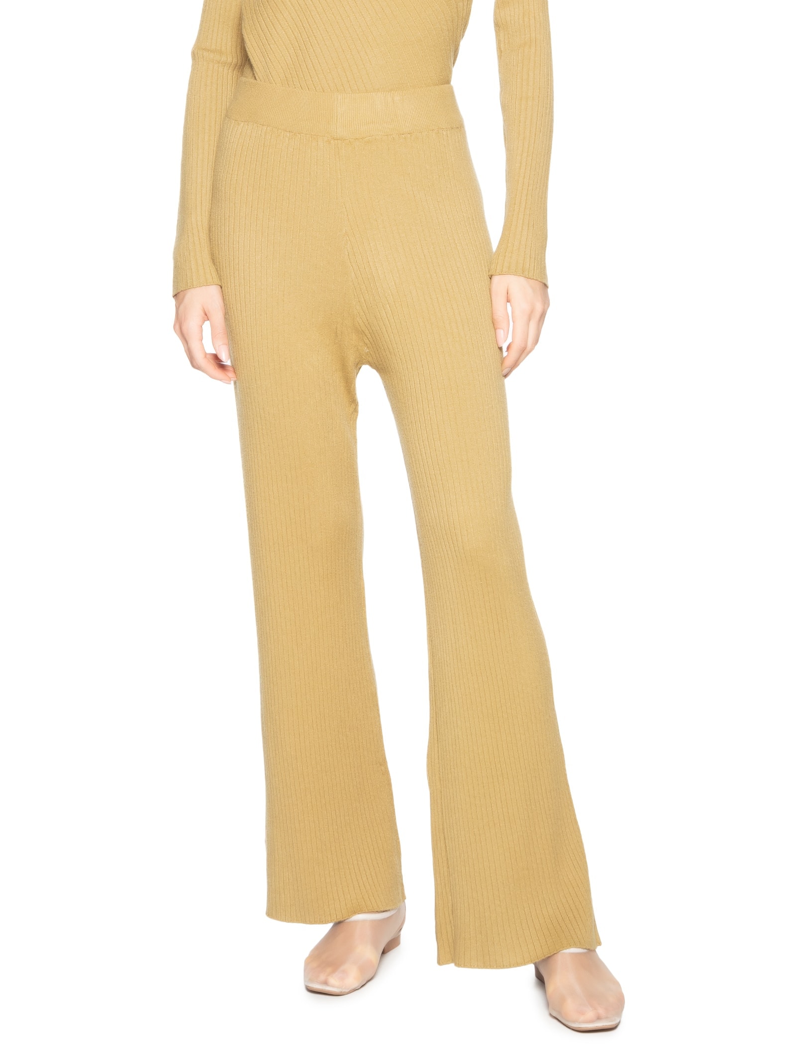 Calça Feminina Pantalona em Tricot Bege '2Essential