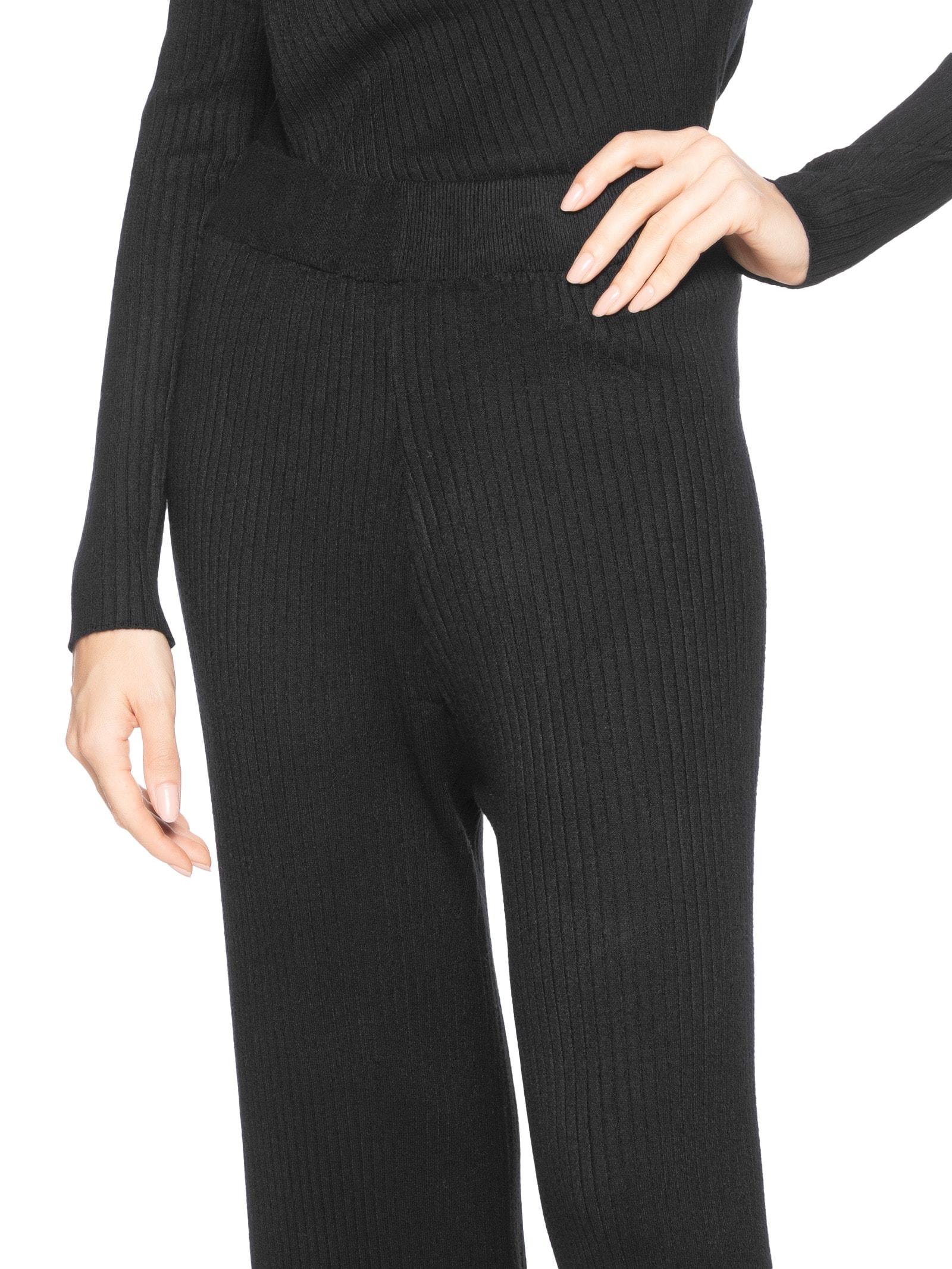 Calça Feminina Pantalona em Tricot Preto '2Essential