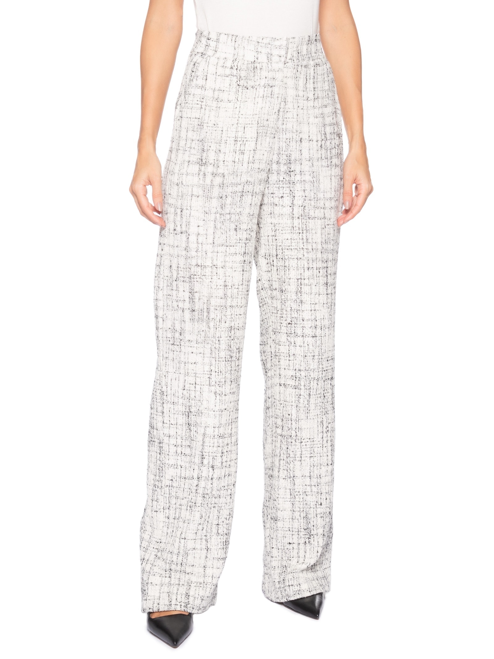 Calça Feminina Pantalona Em Tweed Off White '2Essential