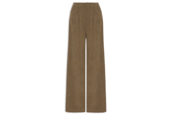 Calça Feminina Pantalona Em Veludo Cotelê - Bege