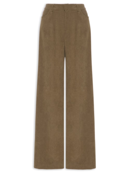 Calça Feminina Pantalona Em Veludo Cotelê - Bege