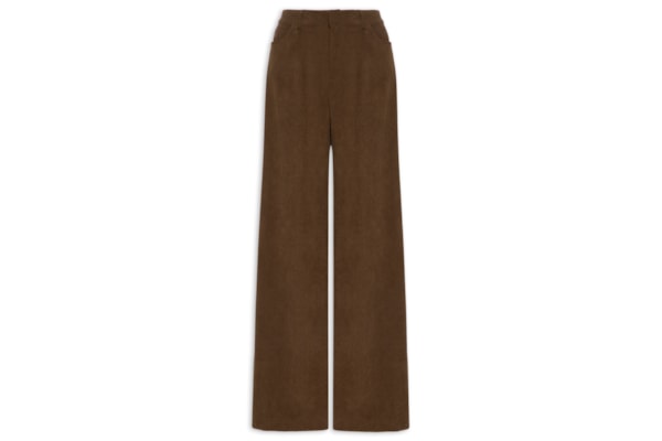 Calça Feminina Pantalona Em Veludo Cotelê - Marrom