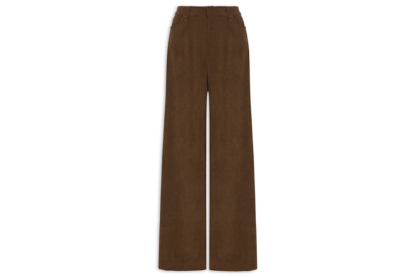 Calça Feminina Pantalona Em Veludo Cotelê - Marrom