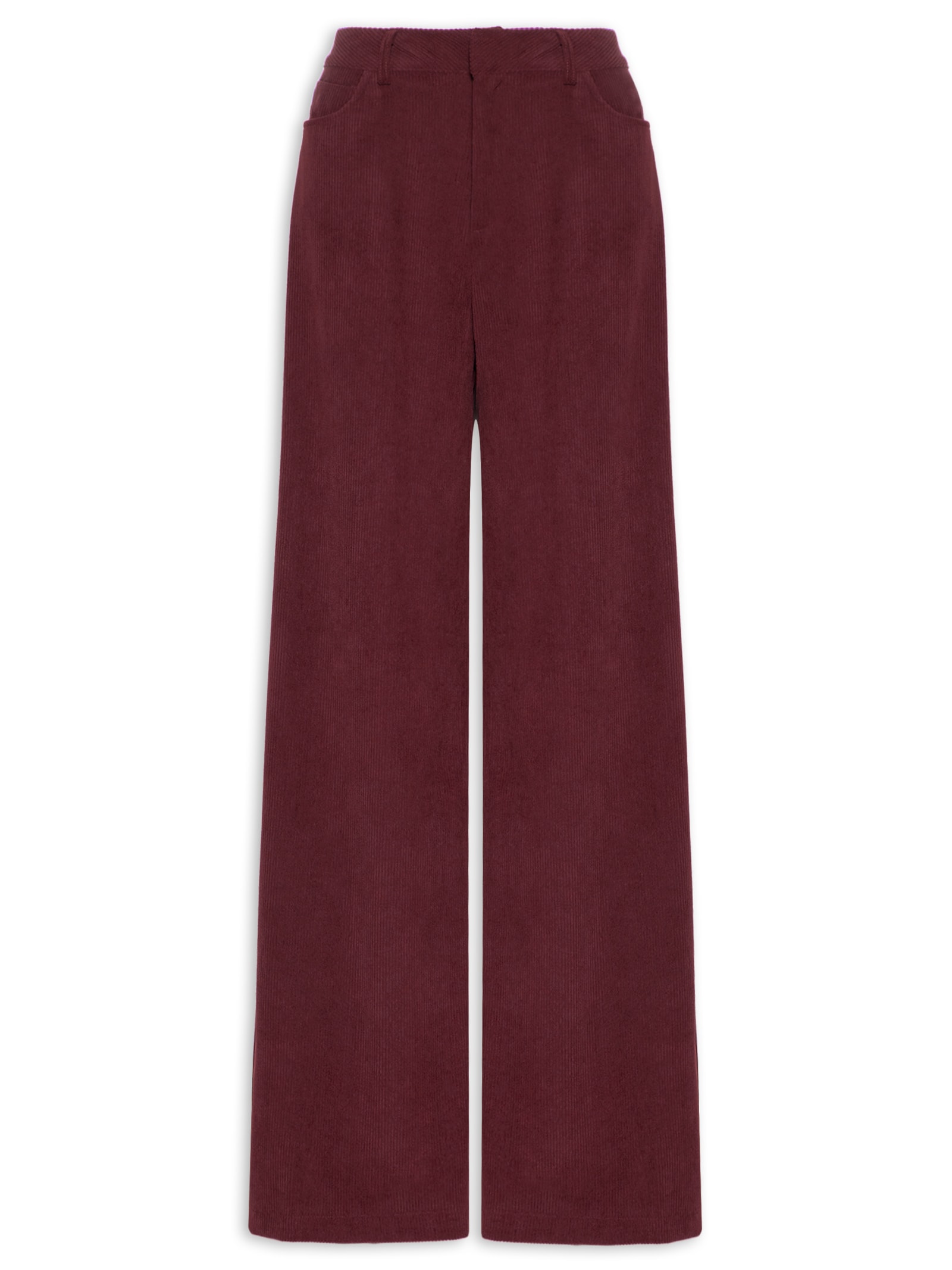 Calça Feminina Pantalona Em Veludo Cotelê Vermelho '2Essential