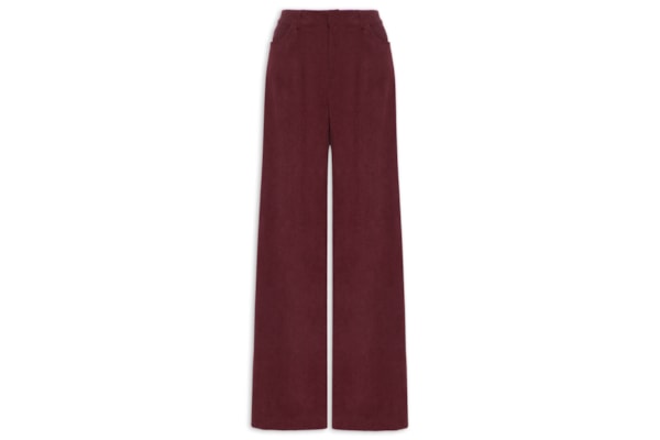 Calça Feminina Pantalona Em Veludo Cotelê - Vermelho