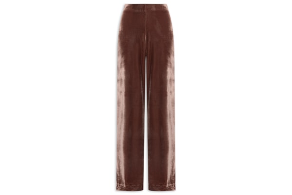 Calça Feminina Pantalona Em Veludo - Marrom