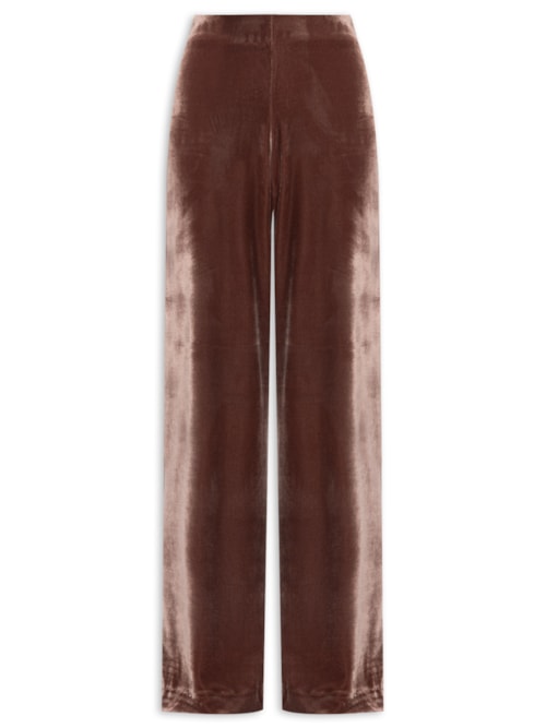 Calça Feminina Pantalona Em Veludo – Marrom