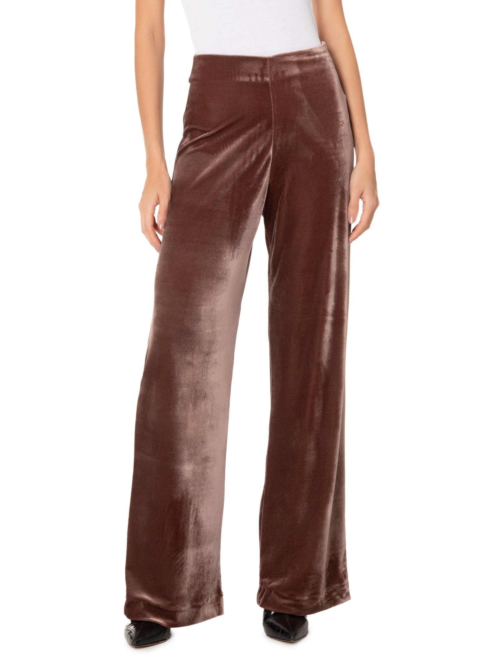 Calça Feminina Pantalona Em Veludo Marrom '2Essential
