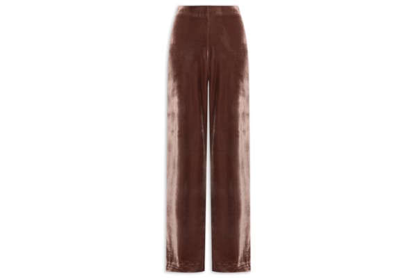 Calça Feminina Pantalona Em Veludo - Marrom