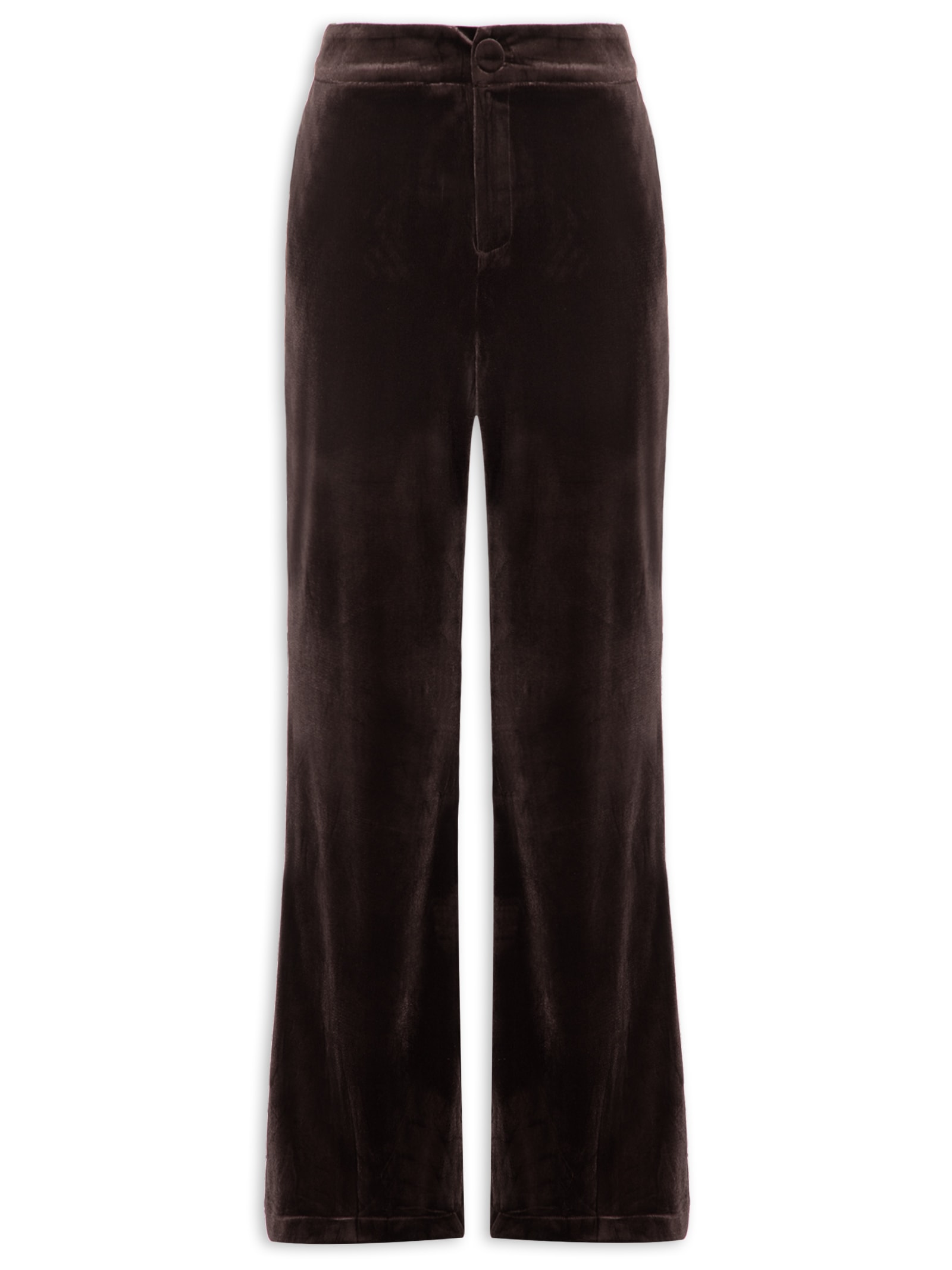 Calça Feminina Pantalona em Veludo Marrom '2Essential