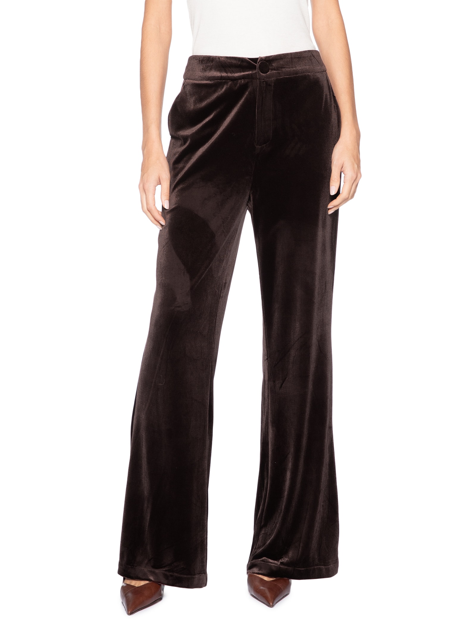 Calça Feminina Pantalona em Veludo Marrom '2Essential