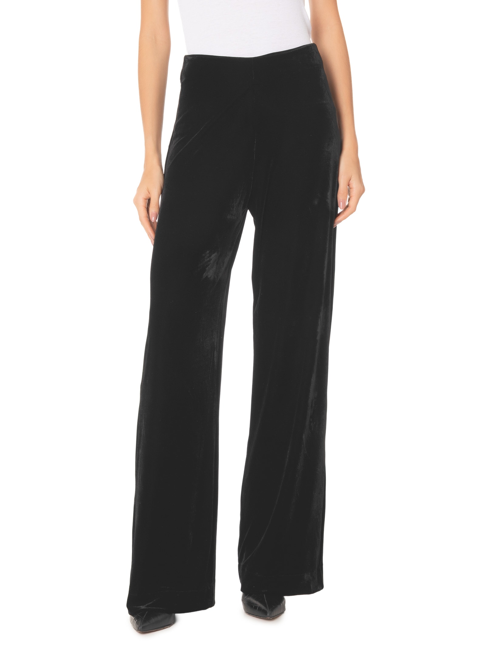 Calça Feminina Pantalona Em Veludo Preto  '2Essential