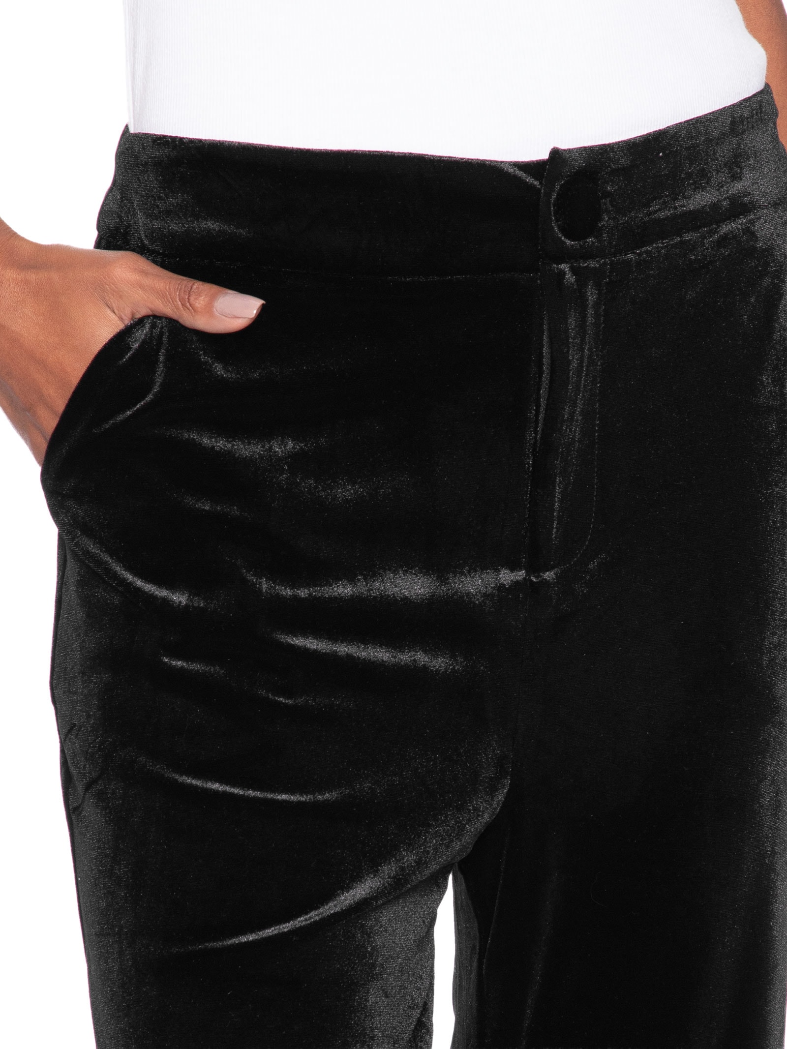 Calça Feminina Pantalona em Veludo – Preto '2Essential