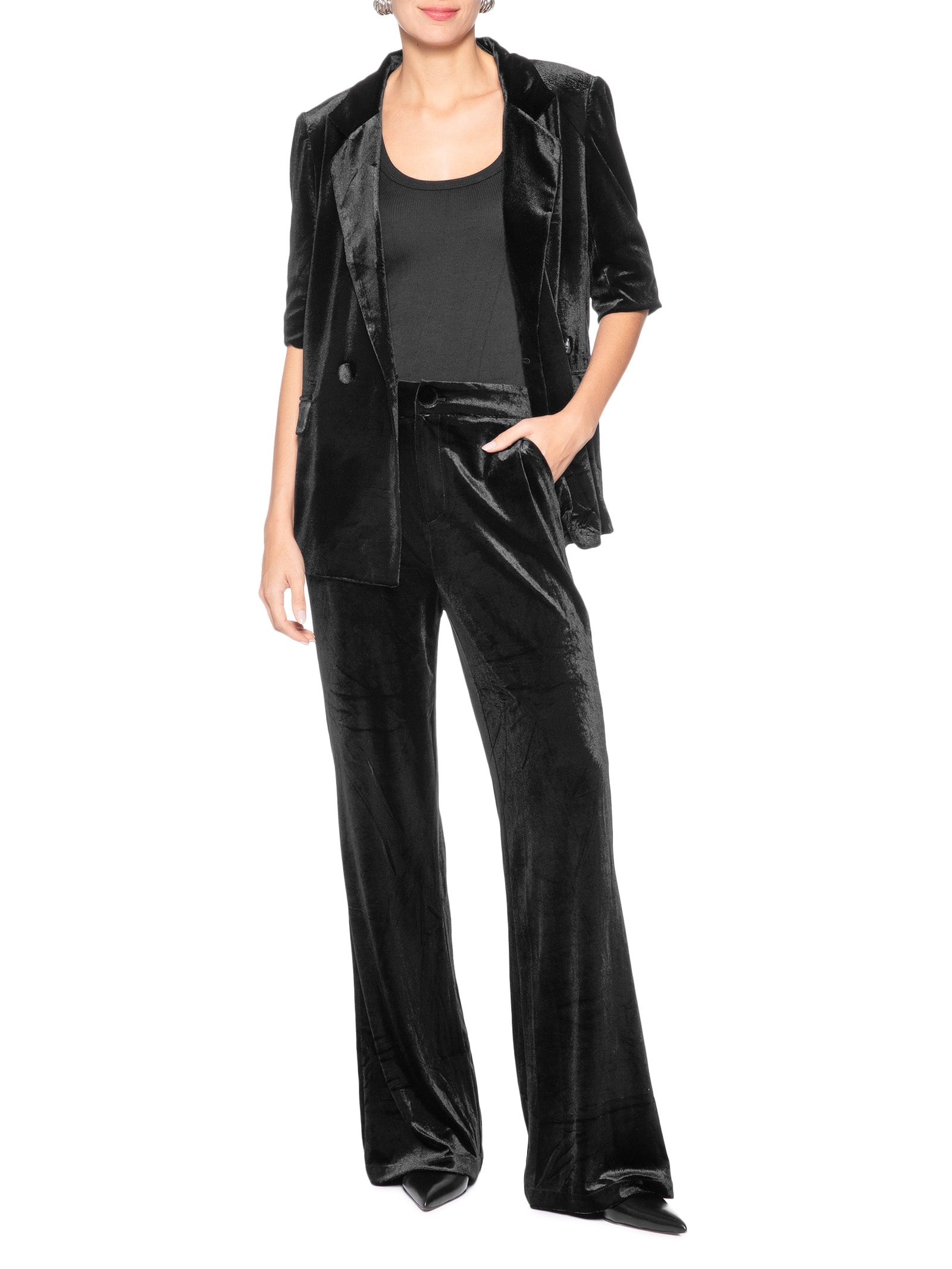 Calça Feminina Pantalona em Veludo – Preto '2Essential