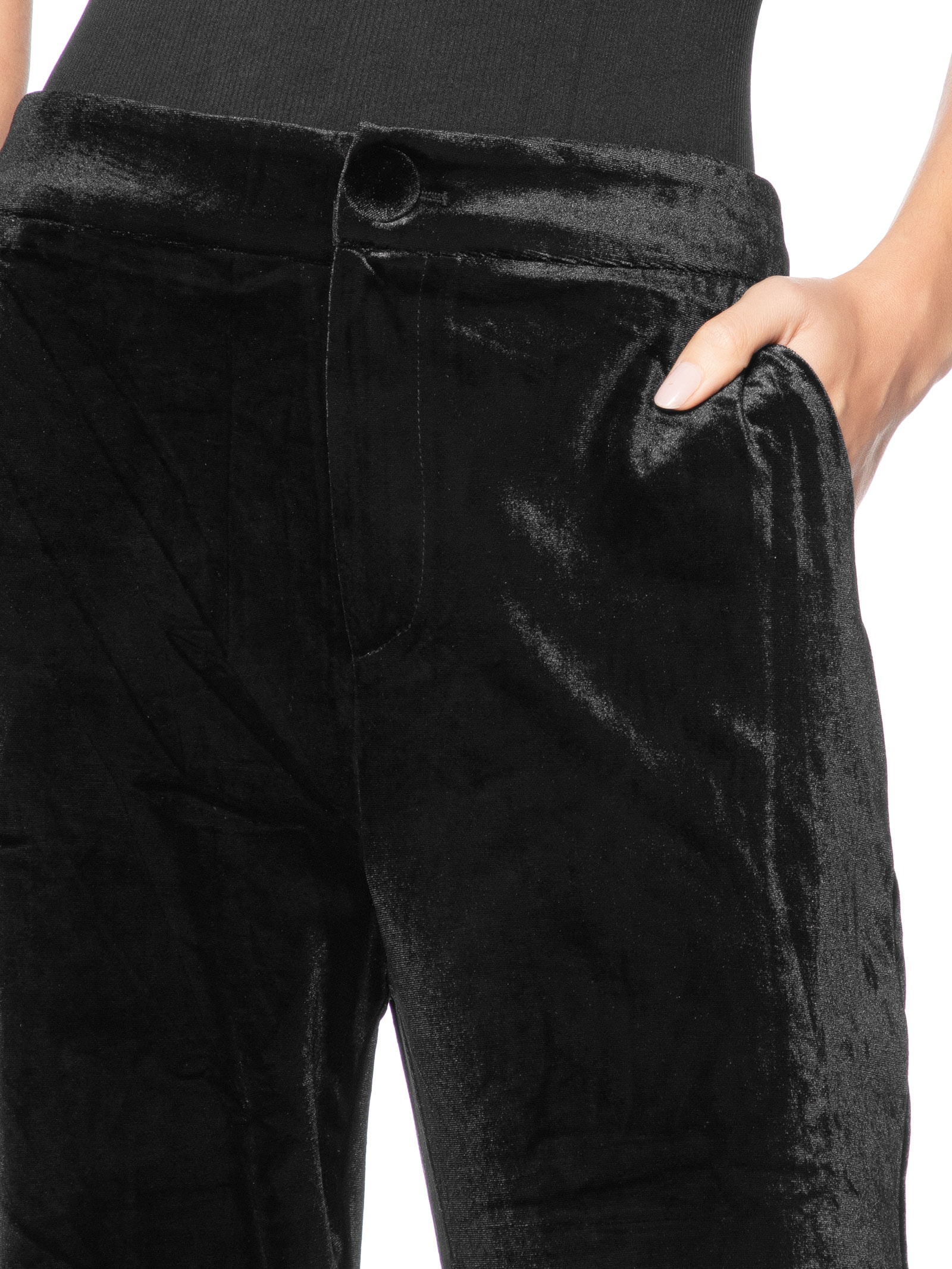 Calça Feminina Pantalona em Veludo – Preto '2Essential