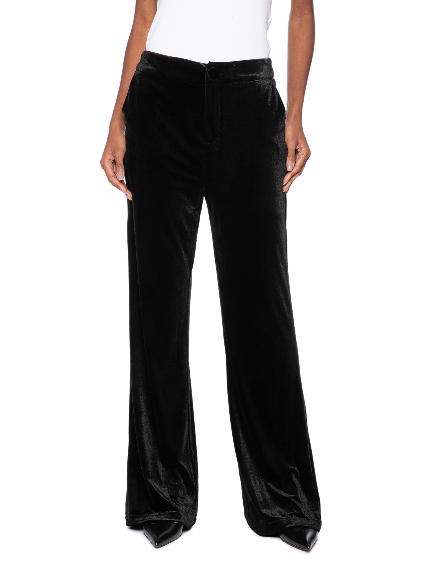 Calça Feminina Pantalona em Veludo – Preto '2Essential