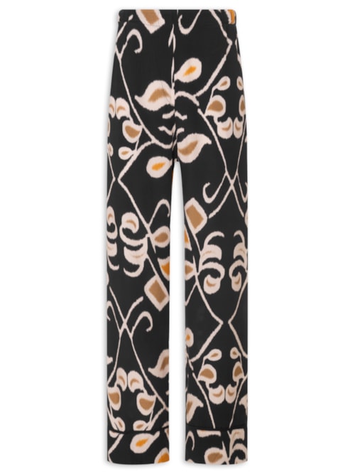 Calça Feminina Pantalona Estampa Blurred Elements – Preto