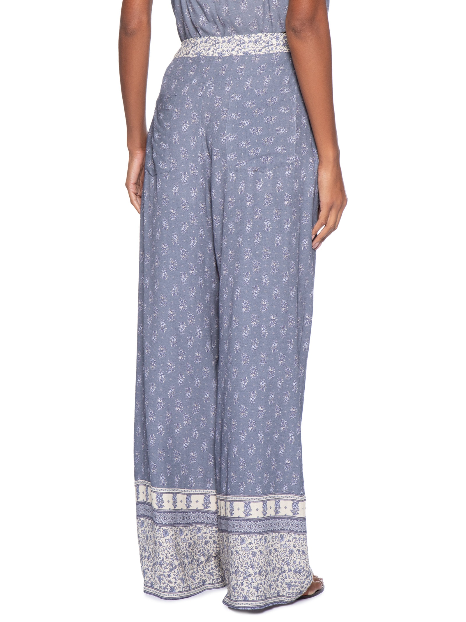 Calça Feminina Pantalona Estampa Chilli C Azul Maria Filó