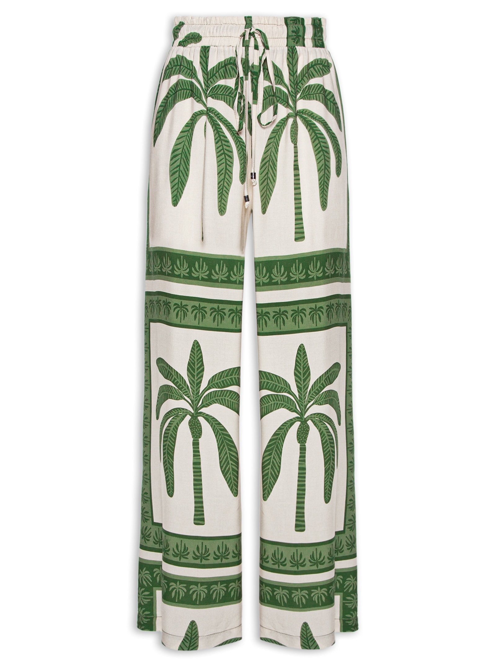 Calça Feminina pantalona Estampa Lenço Coqueiro Verde Mob