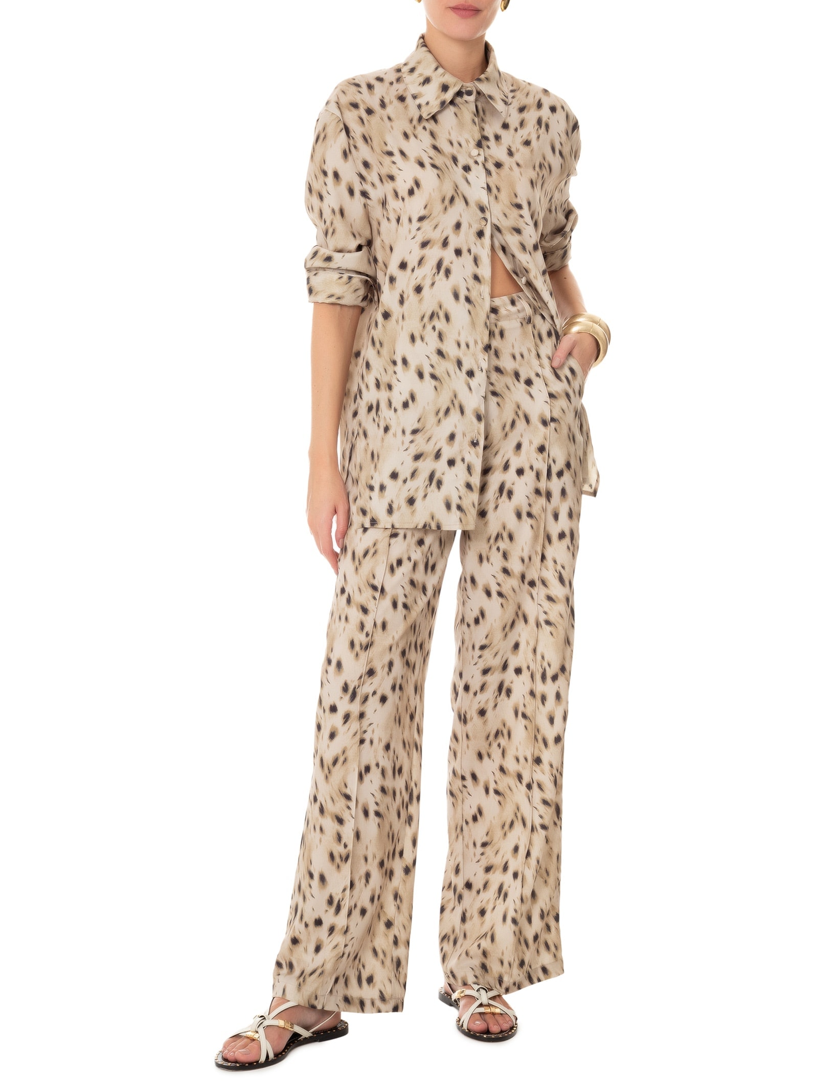 Calça Feminina Pantalona Estampada Animal Print '2Essential