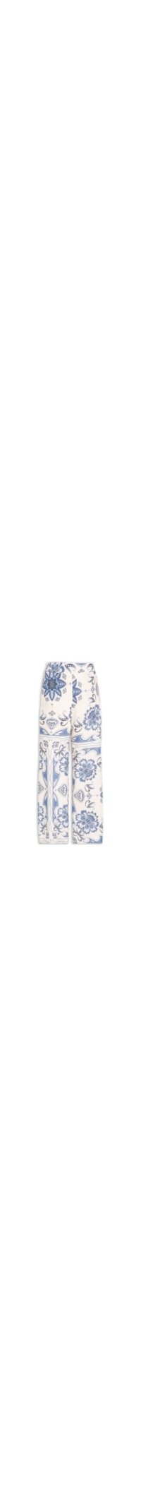 Calça Feminina Pantalona Estampada Elástico – Branco