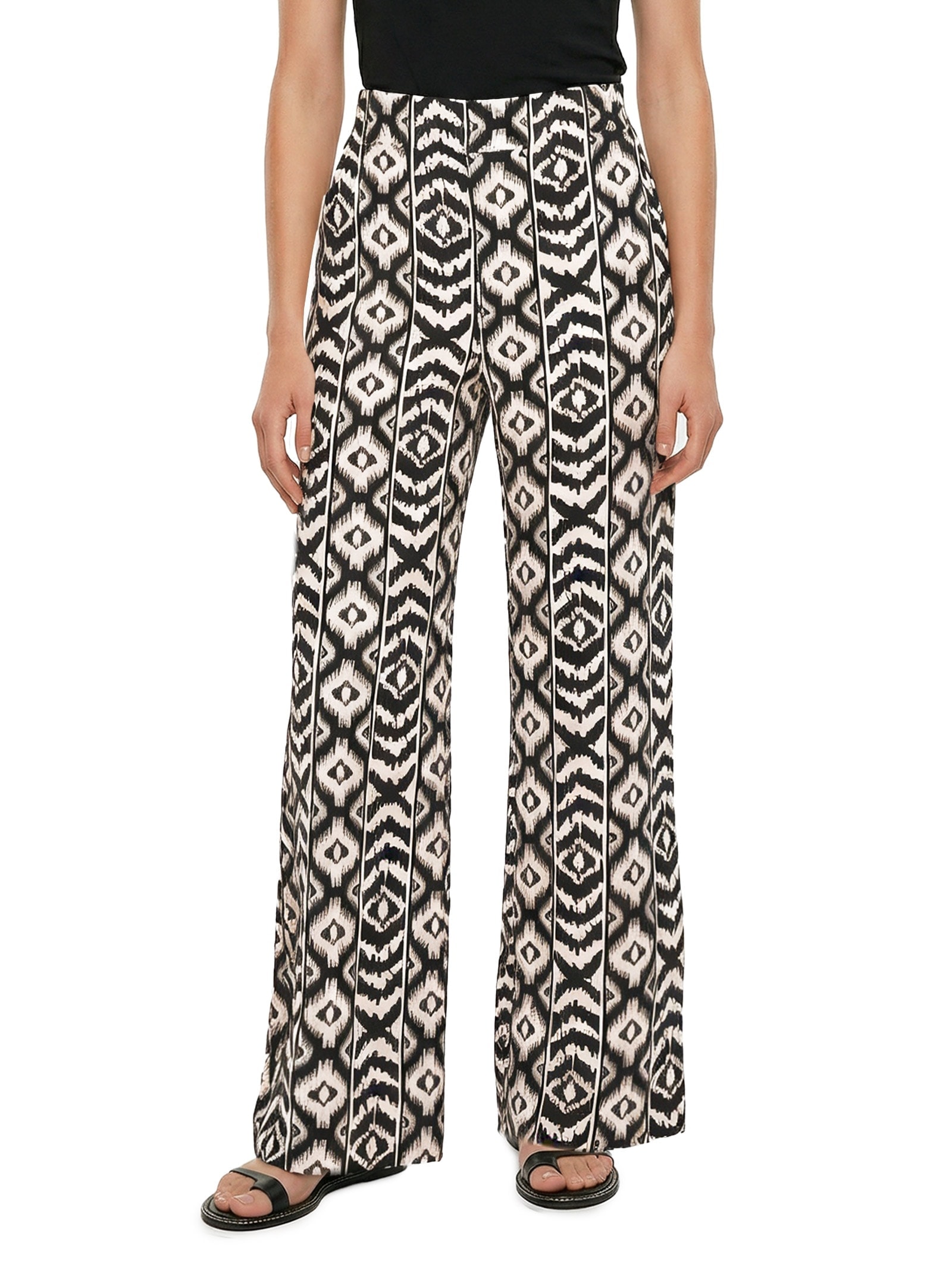 Calça Feminina Pantalona Estampada Preto Cacay