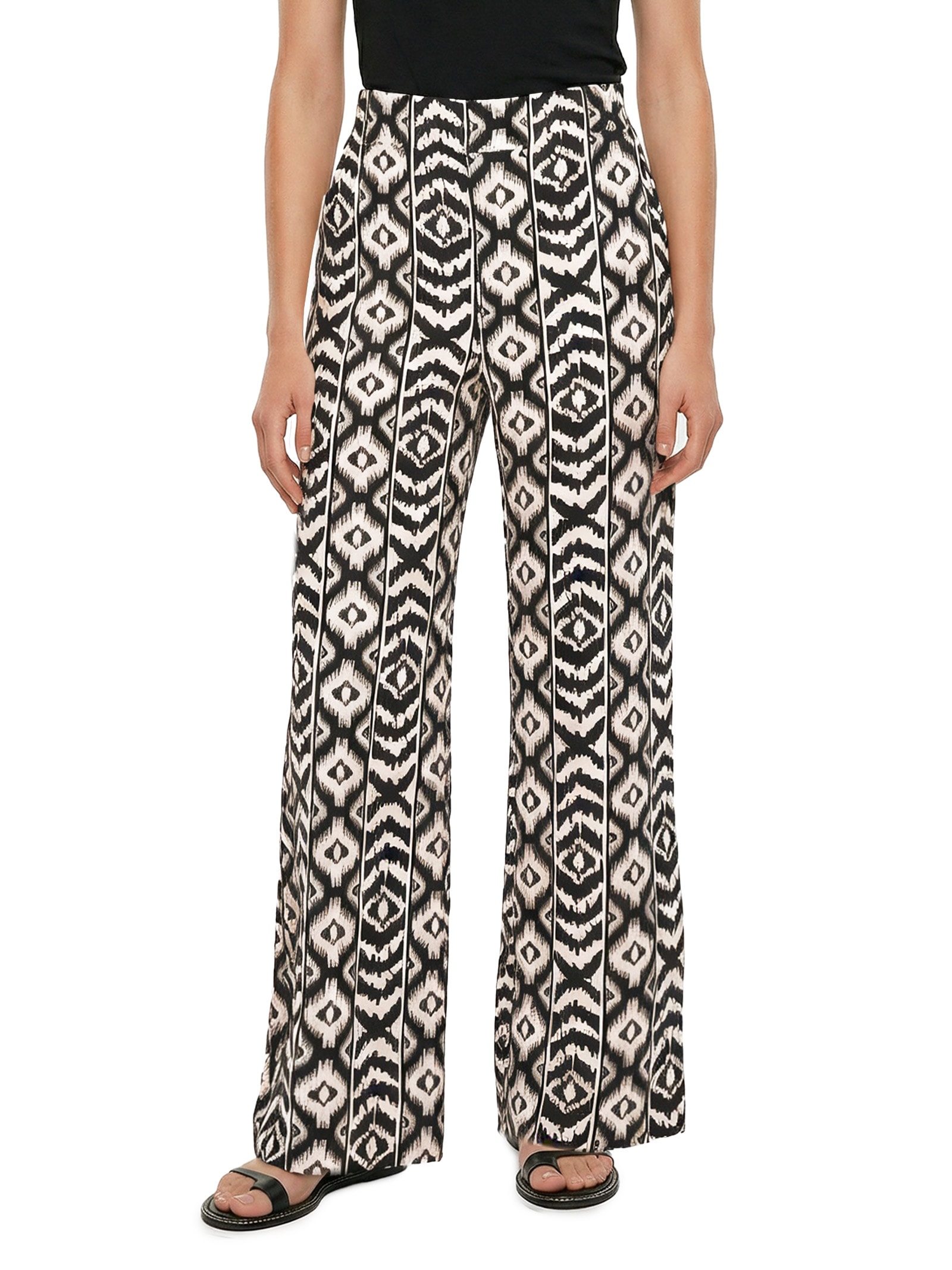 Calça Feminina Pantalona Estampada Preto Cacay