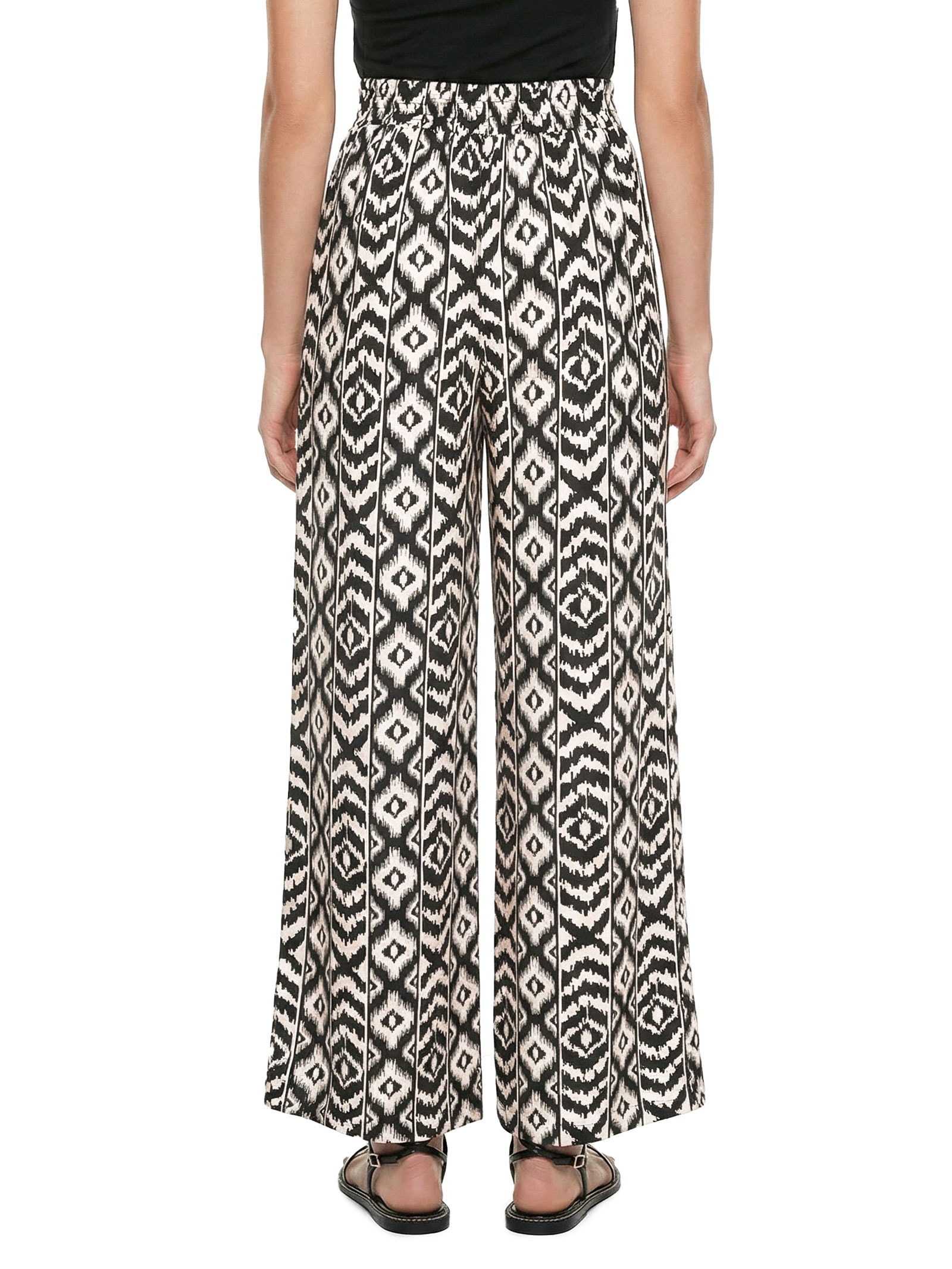 Calça Feminina Pantalona Estampada Preto Cacay