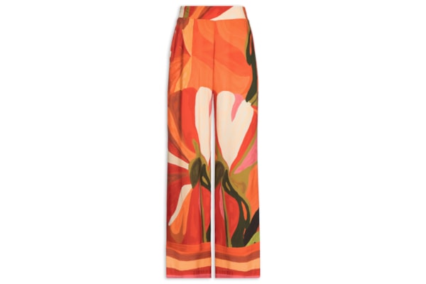Calça Feminina Pantalona Estampada – Laranja