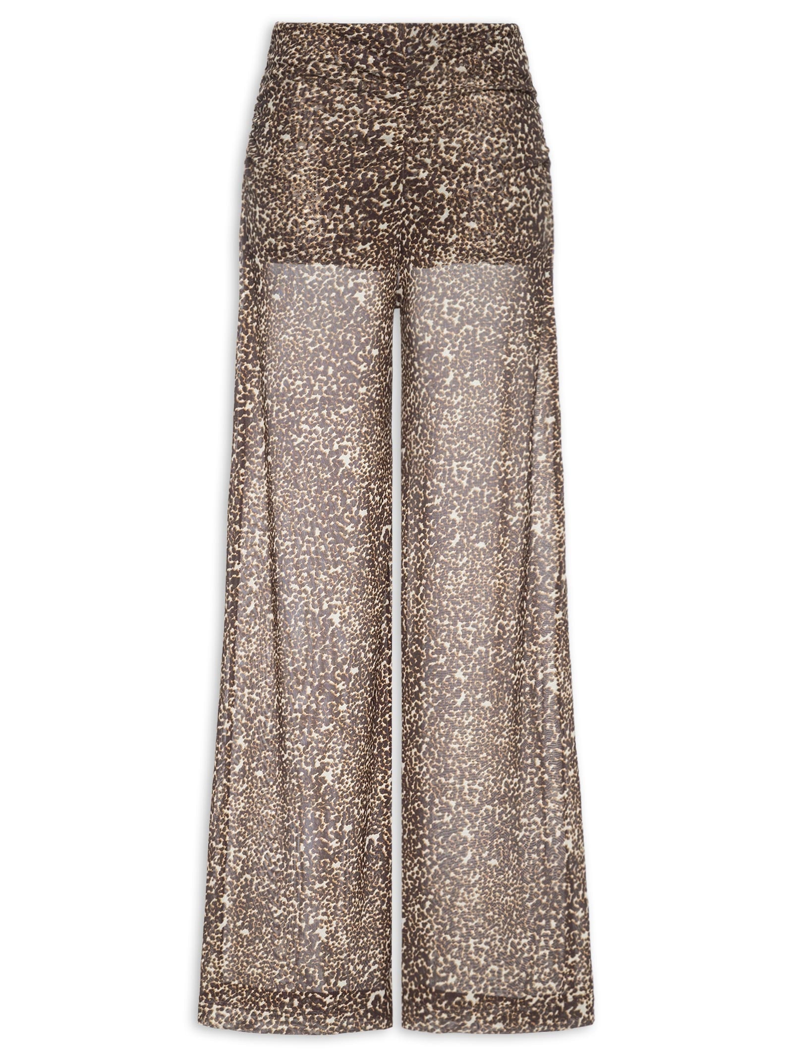 Calça Feminina Pantalona Franzida Estampa Kira Animal Print Maria Filó