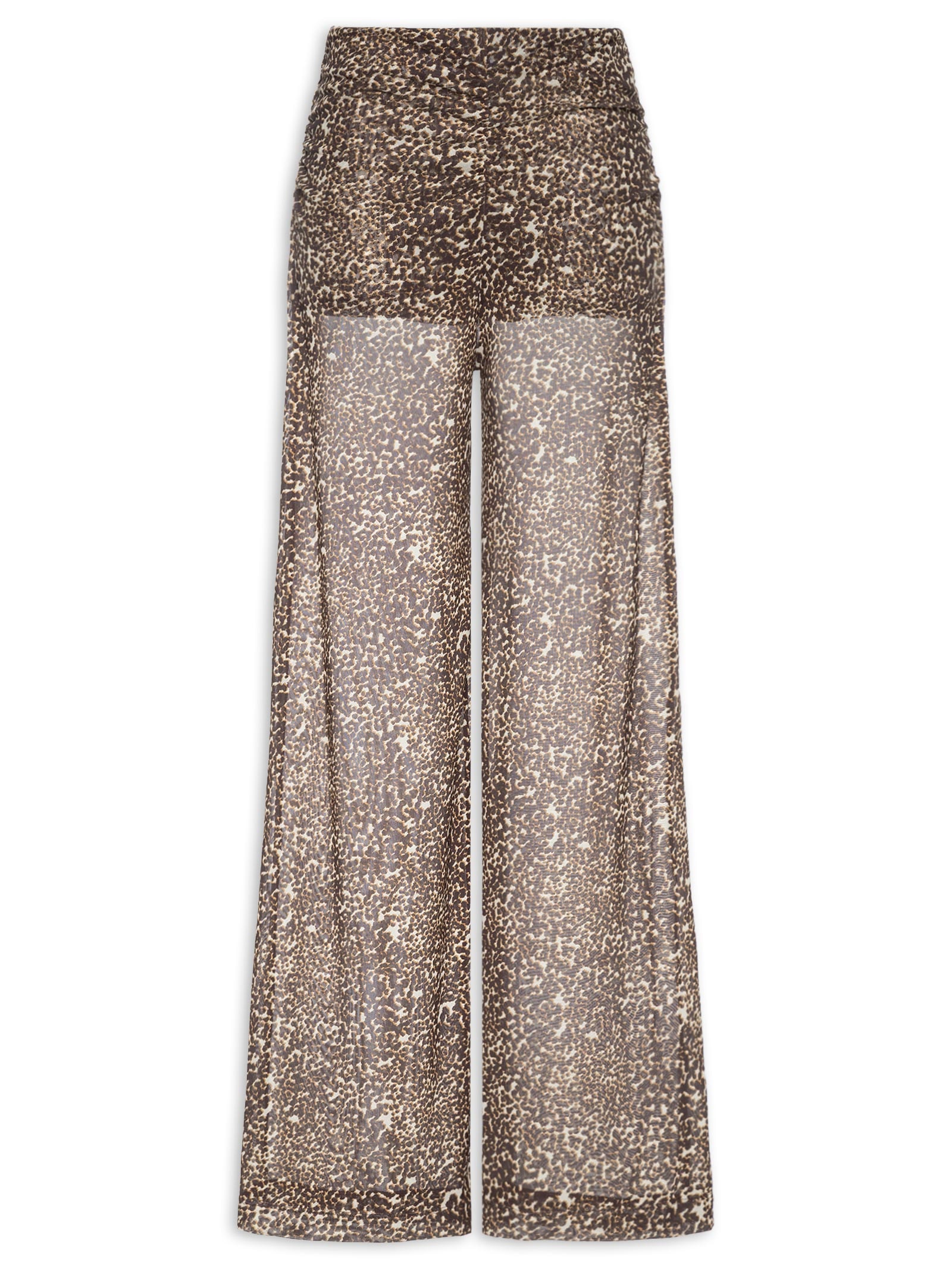 Calça Feminina Pantalona Franzida Estampa Kira Animal Print Maria Filó