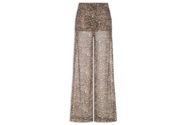 Calça Feminina Pantalona Franzida Estampa Kira - Animal Print