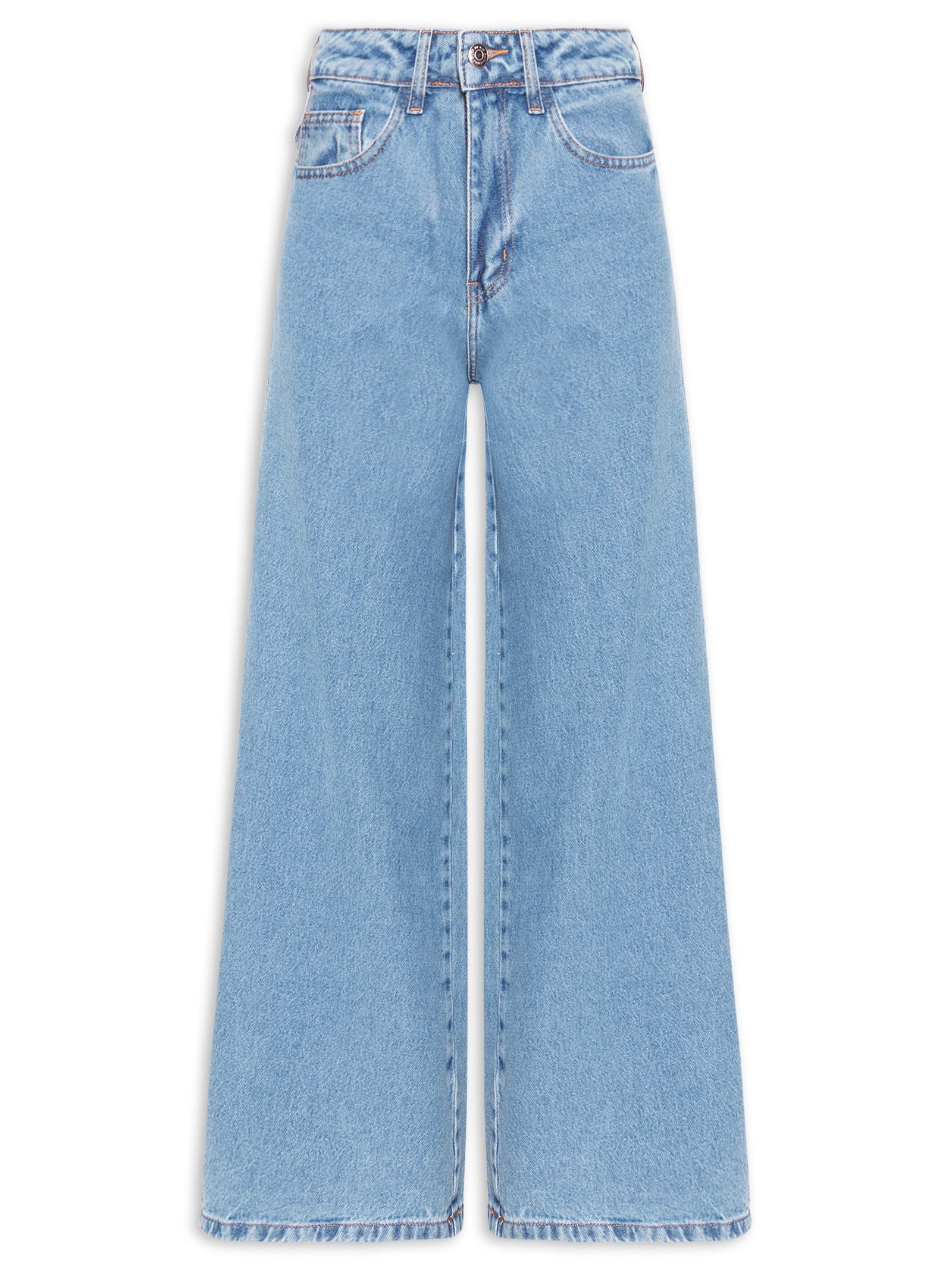 Calça Feminina Pantalona Jeans Azul Market 33