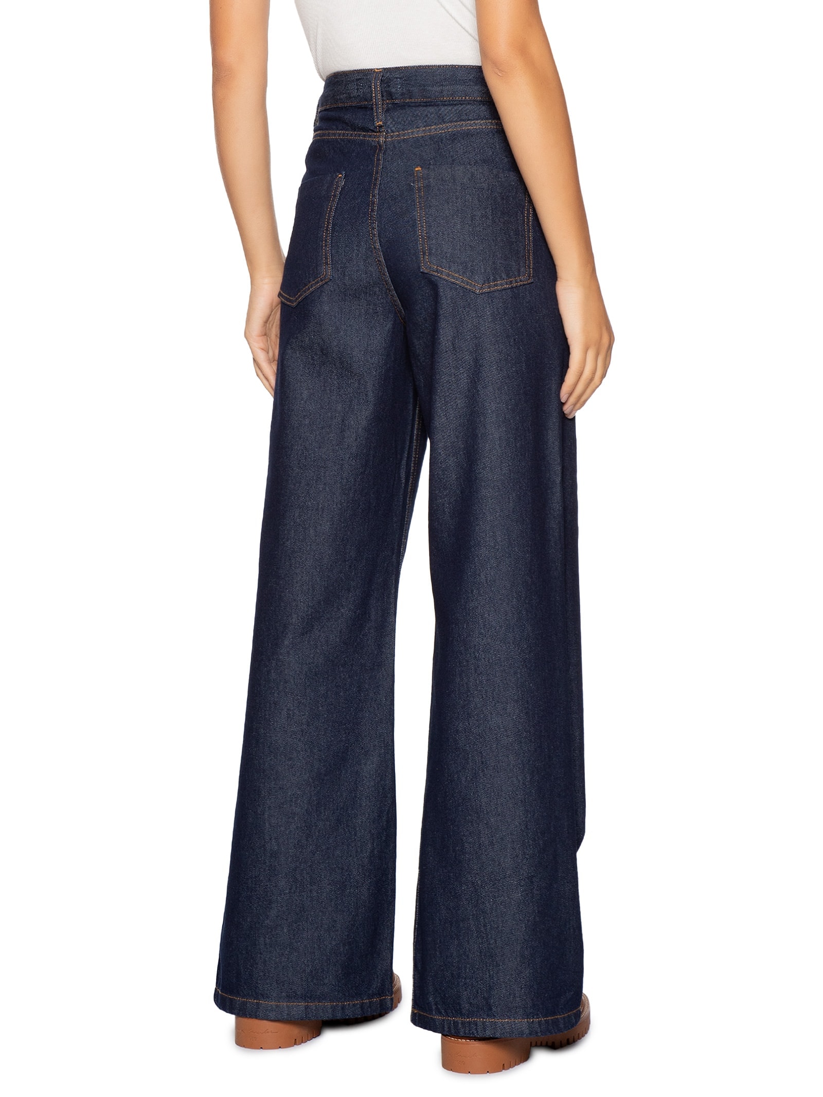 Calça Feminina Pantalona Jeans Azul '2Essential