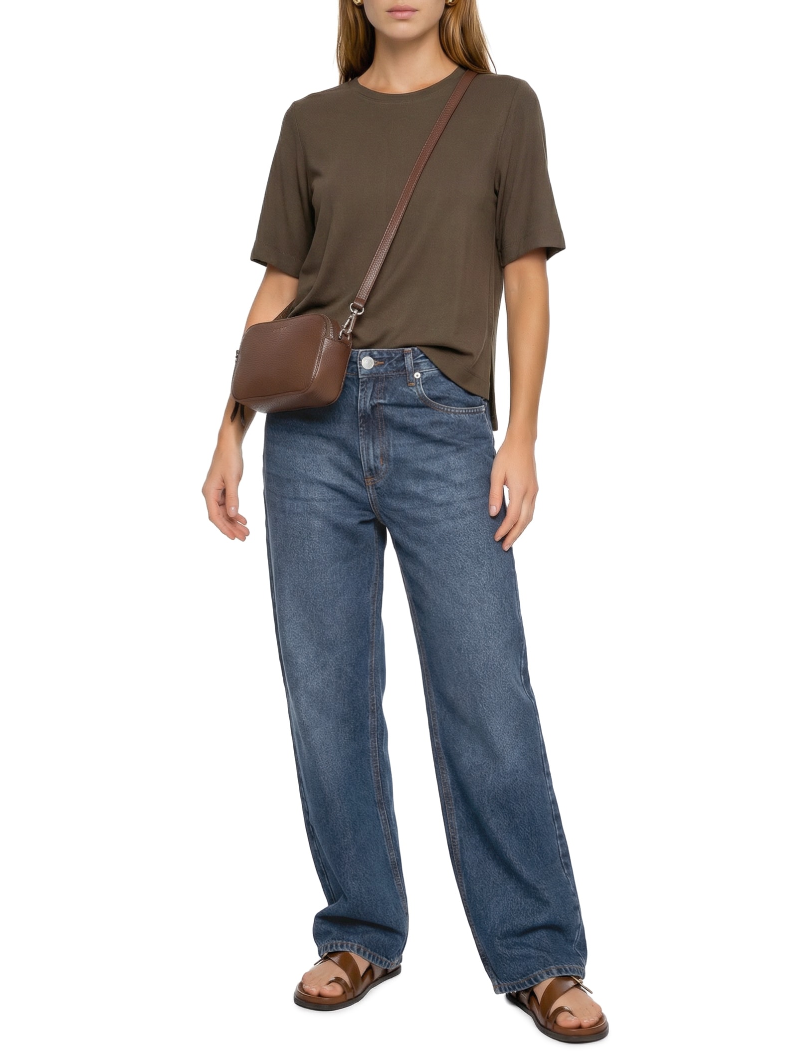 Calça Feminina Pantalona Jeans Azul Hering