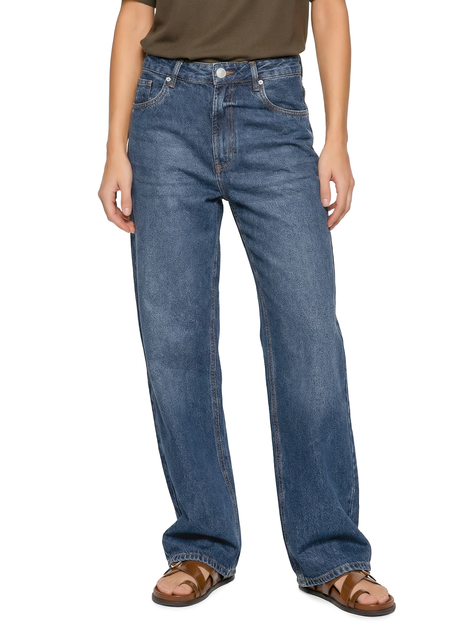 Calça Feminina Pantalona Jeans Azul Hering