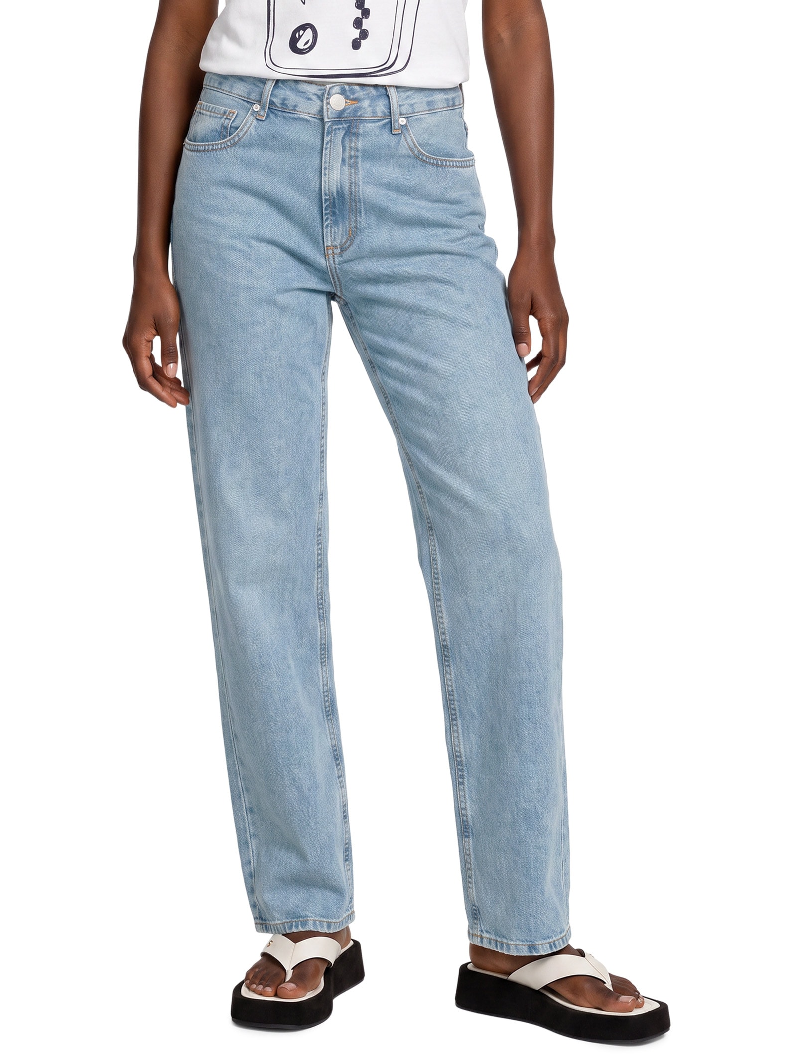 Calça Feminina Pantalona Jeans Azul Hering