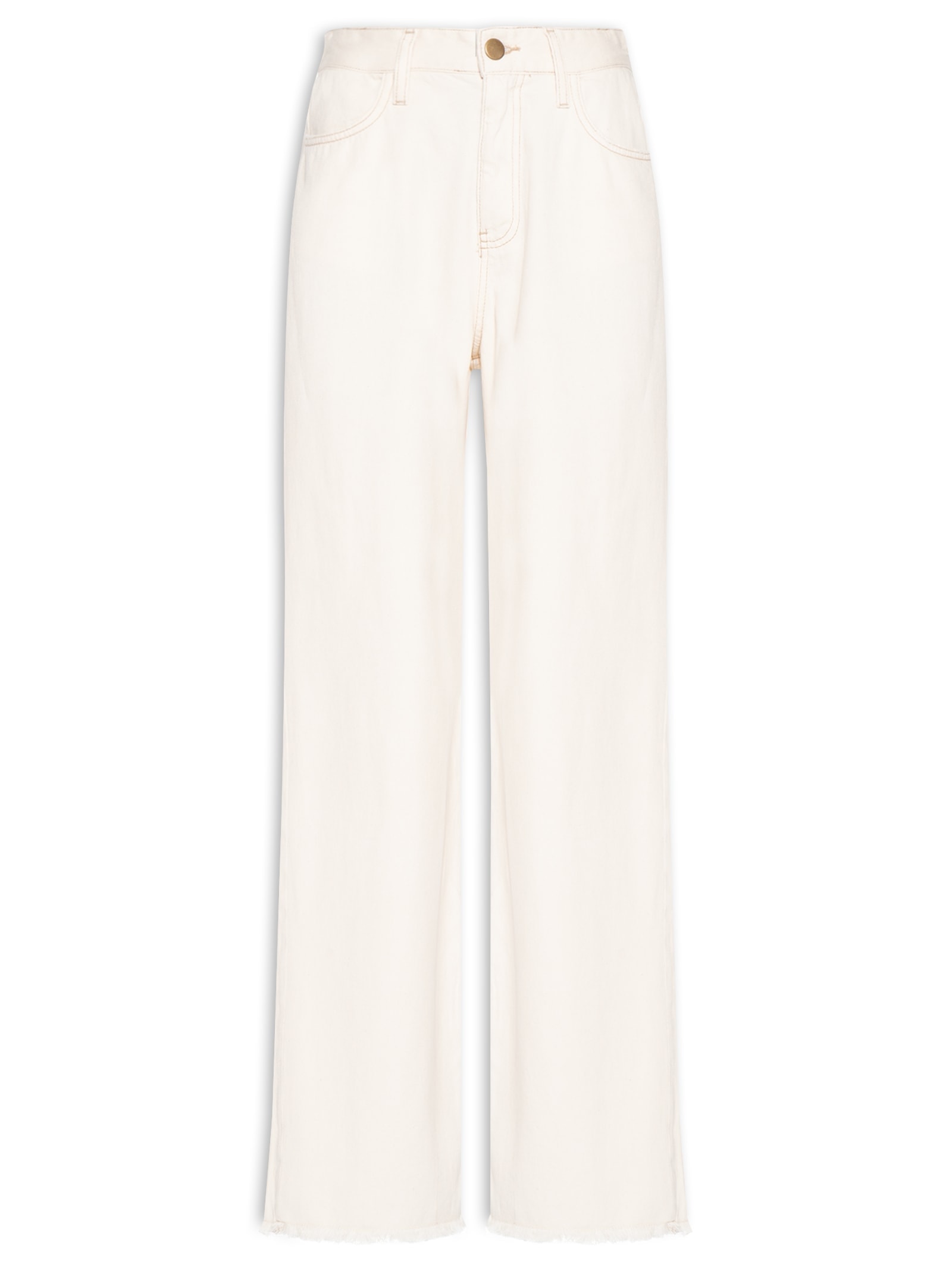 Calça Feminina Pantalona Jeans Off White Basiq