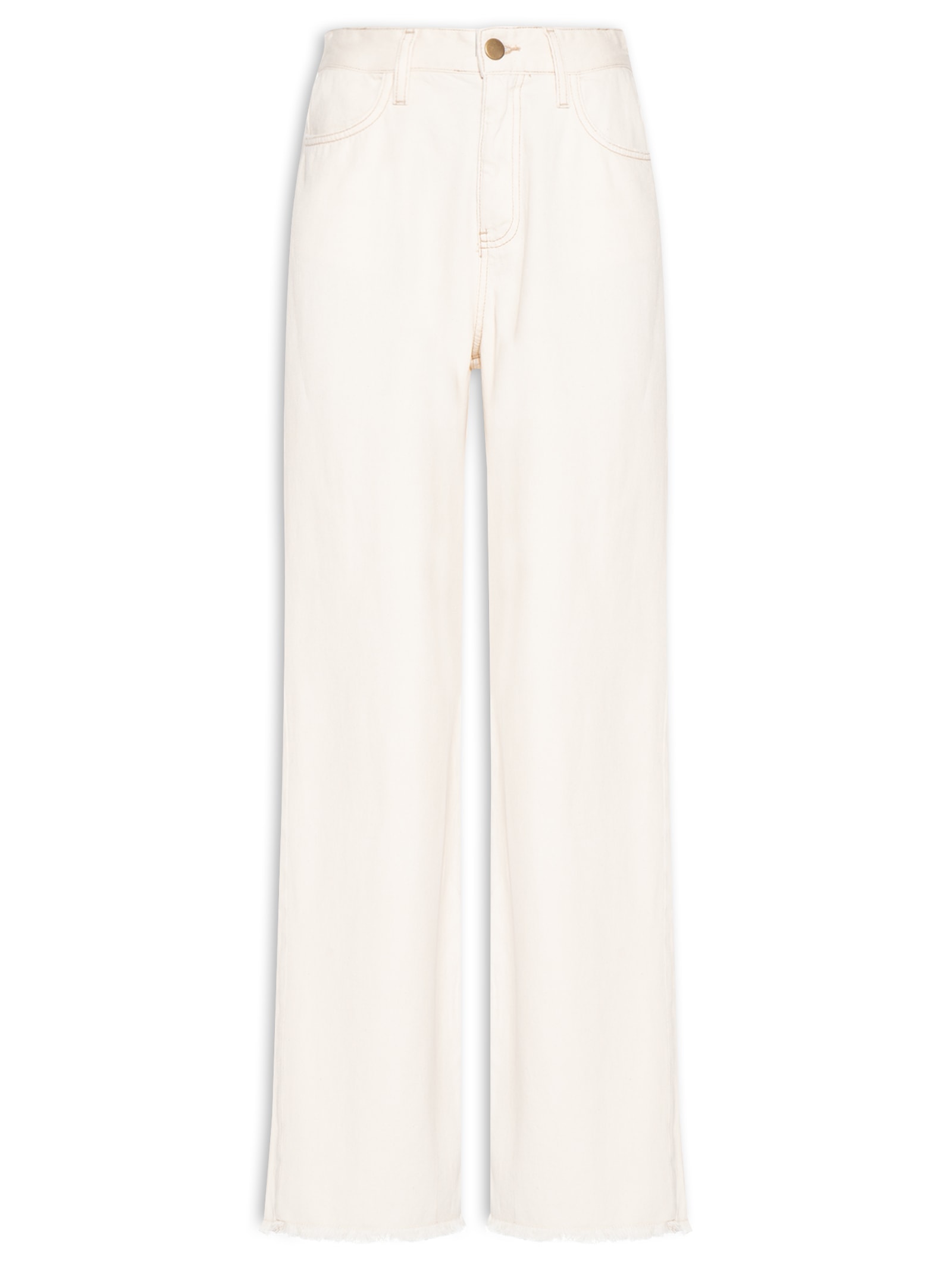 Calça Feminina Pantalona Jeans Off White Basiq