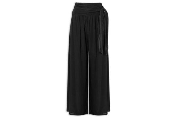 Calça Feminina Pantalona Jersey Amarração - Preto
