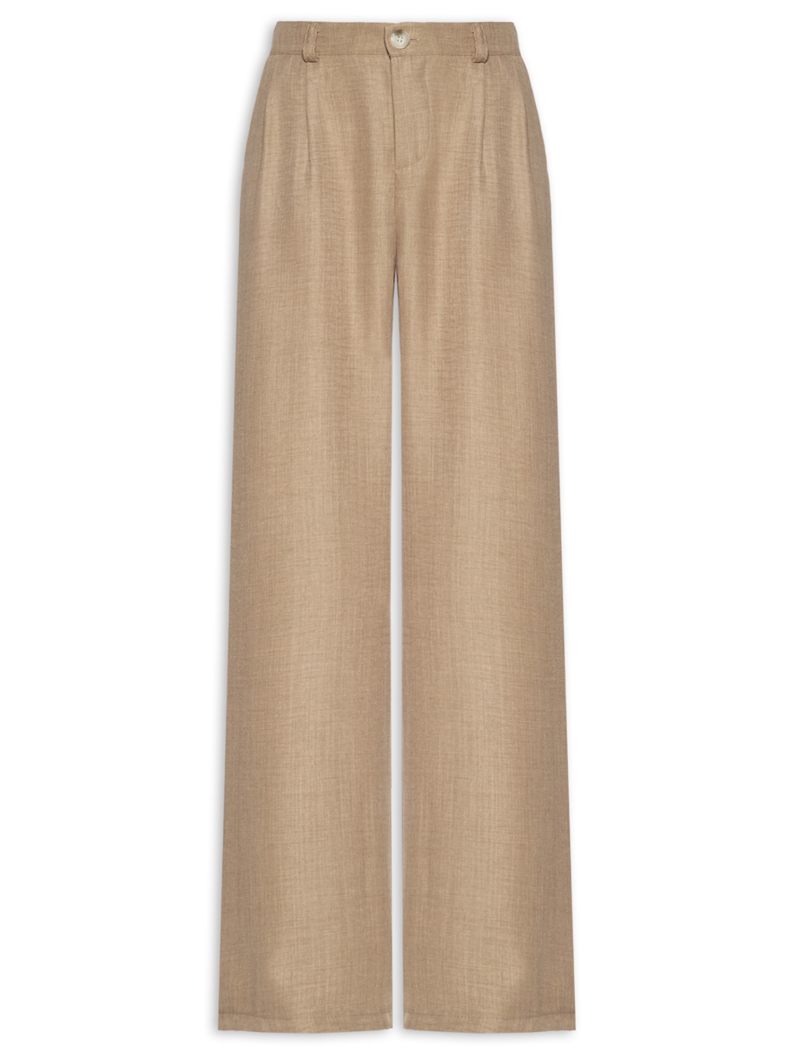 Calça Feminina Pantalona Larga Bege Basiq