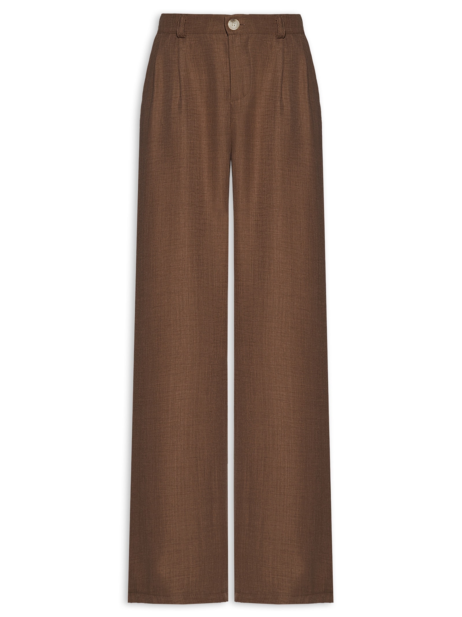 Calça Feminina Pantalona Larga Marrom Basiq