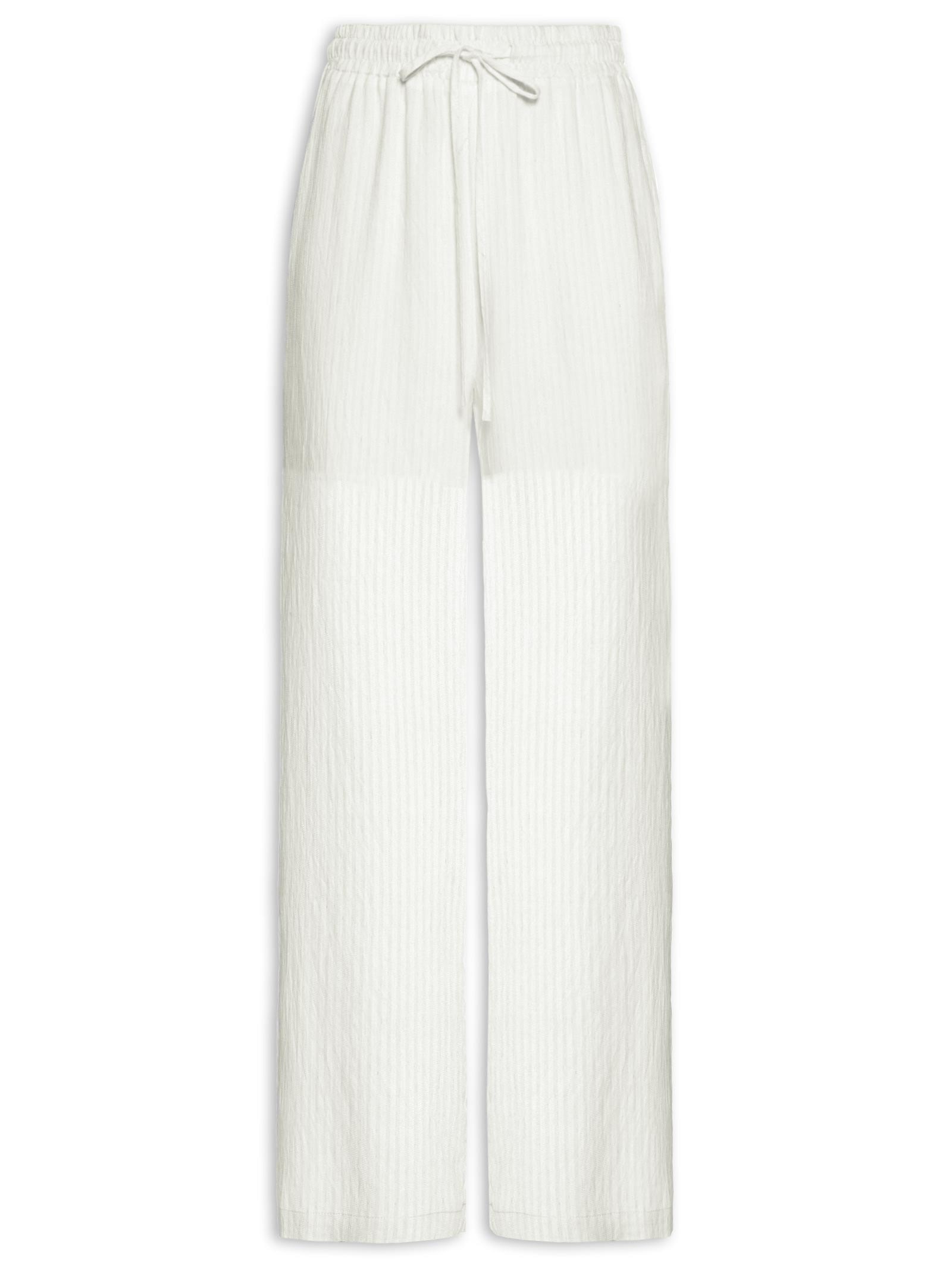Calça Feminina Pantalona Leve Branco Basiq
