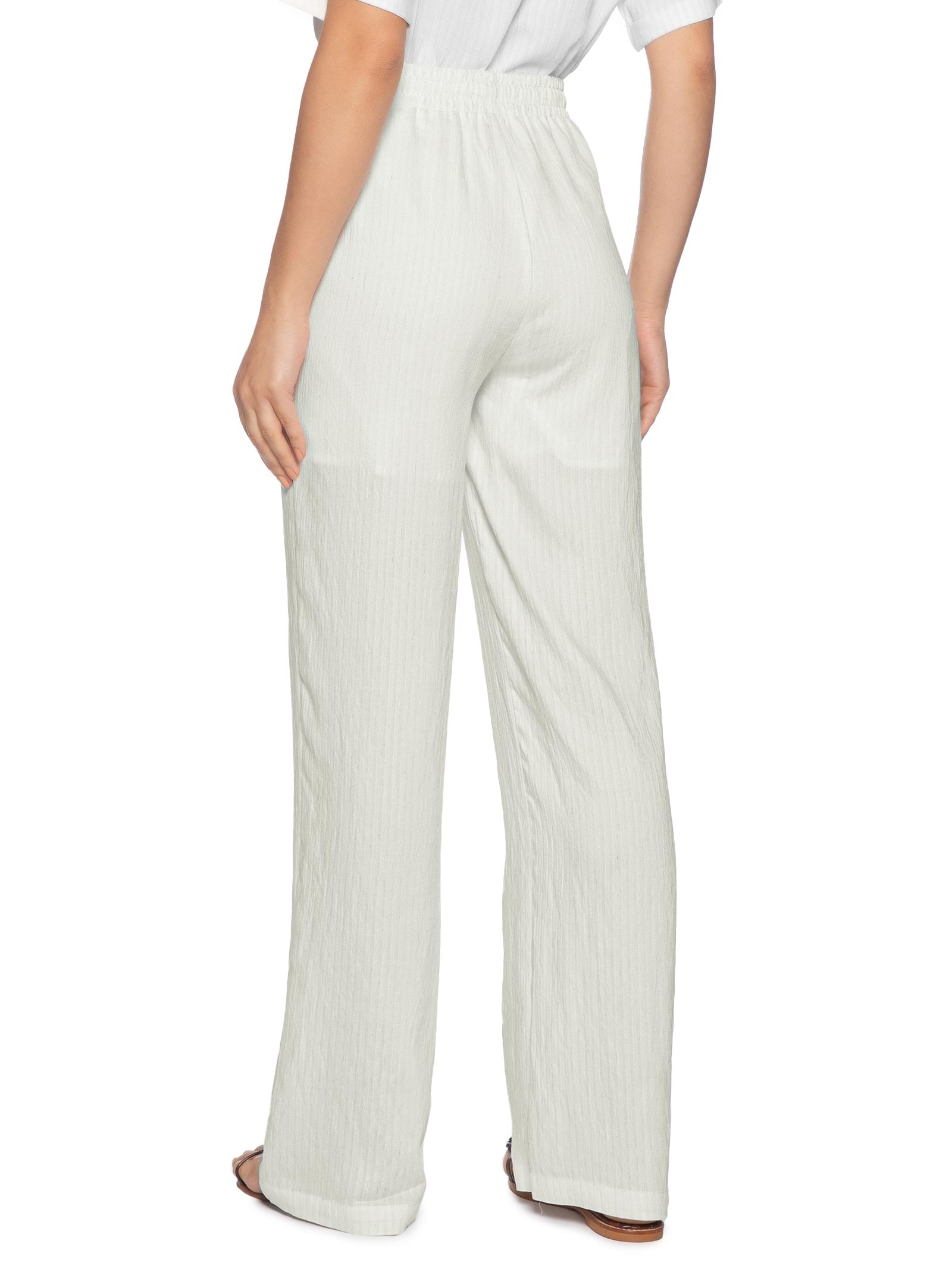 Calça Feminina Pantalona Leve Branco Basiq