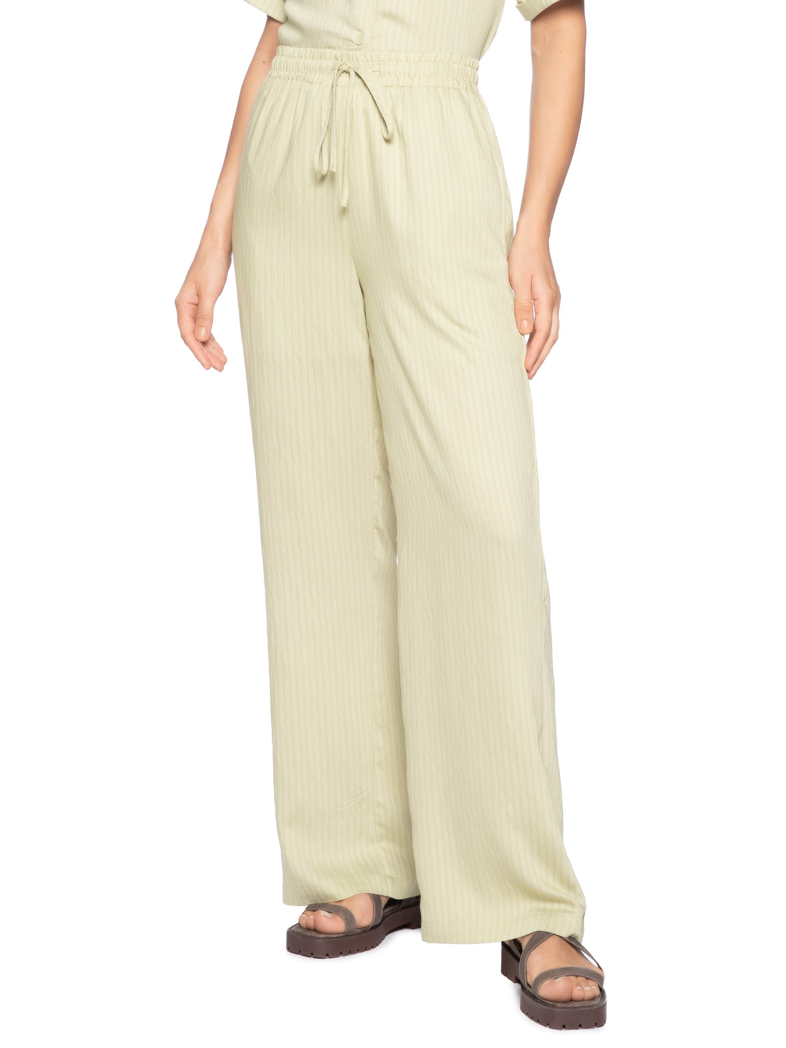 Calça Feminina Pantalona Leve Verde Basiq