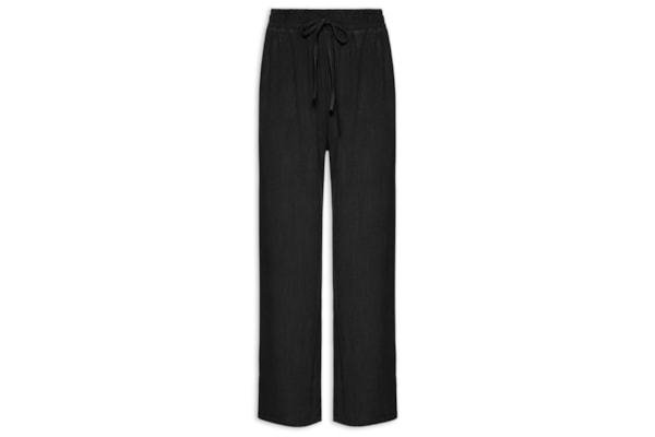 Calça Feminina Pantalona Linho Com Cordão - Preto