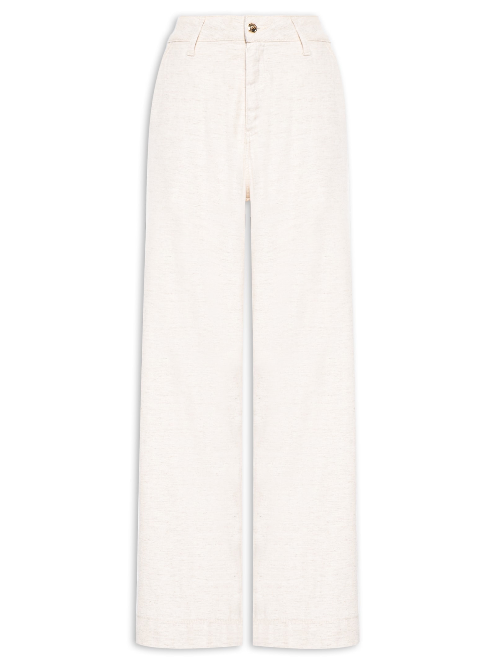 Calça Feminina Pantalona Linho Off White Basiq