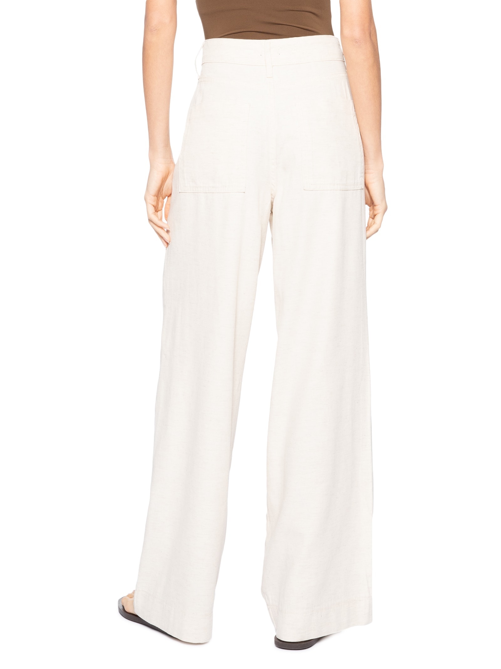 Calça Feminina Pantalona Linho Off White Basiq