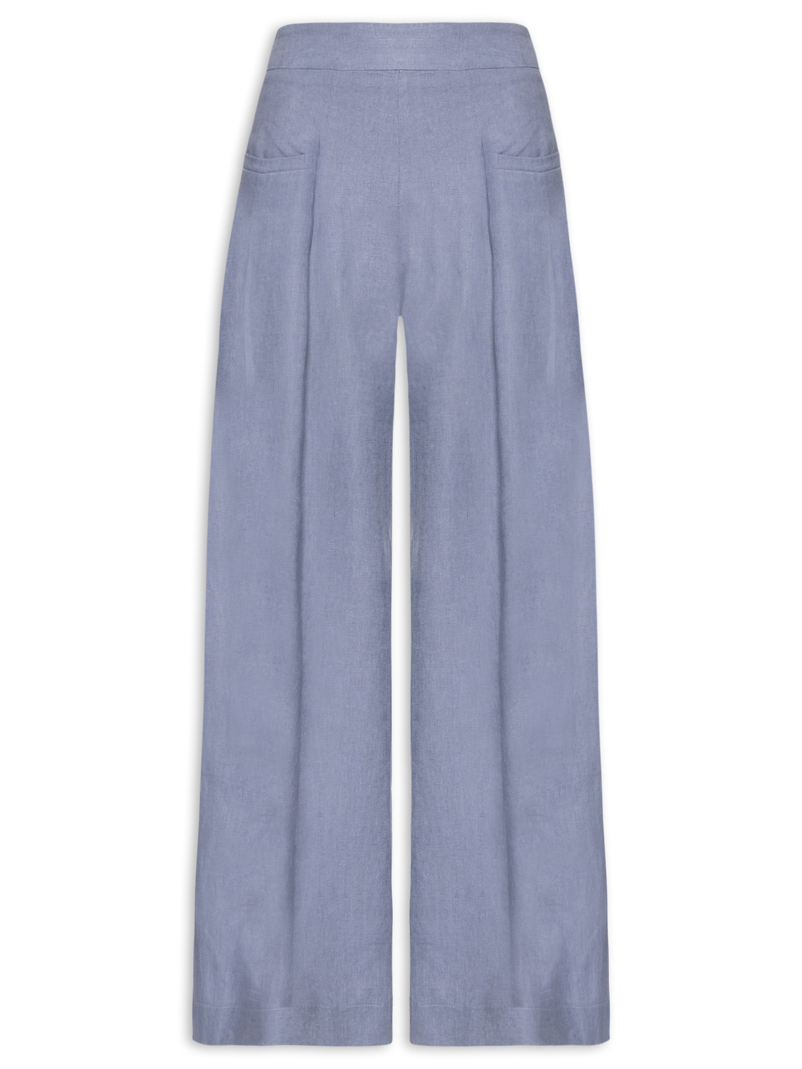 Calça Feminina Pantalona Linho Pregas Roxo Maria Filó