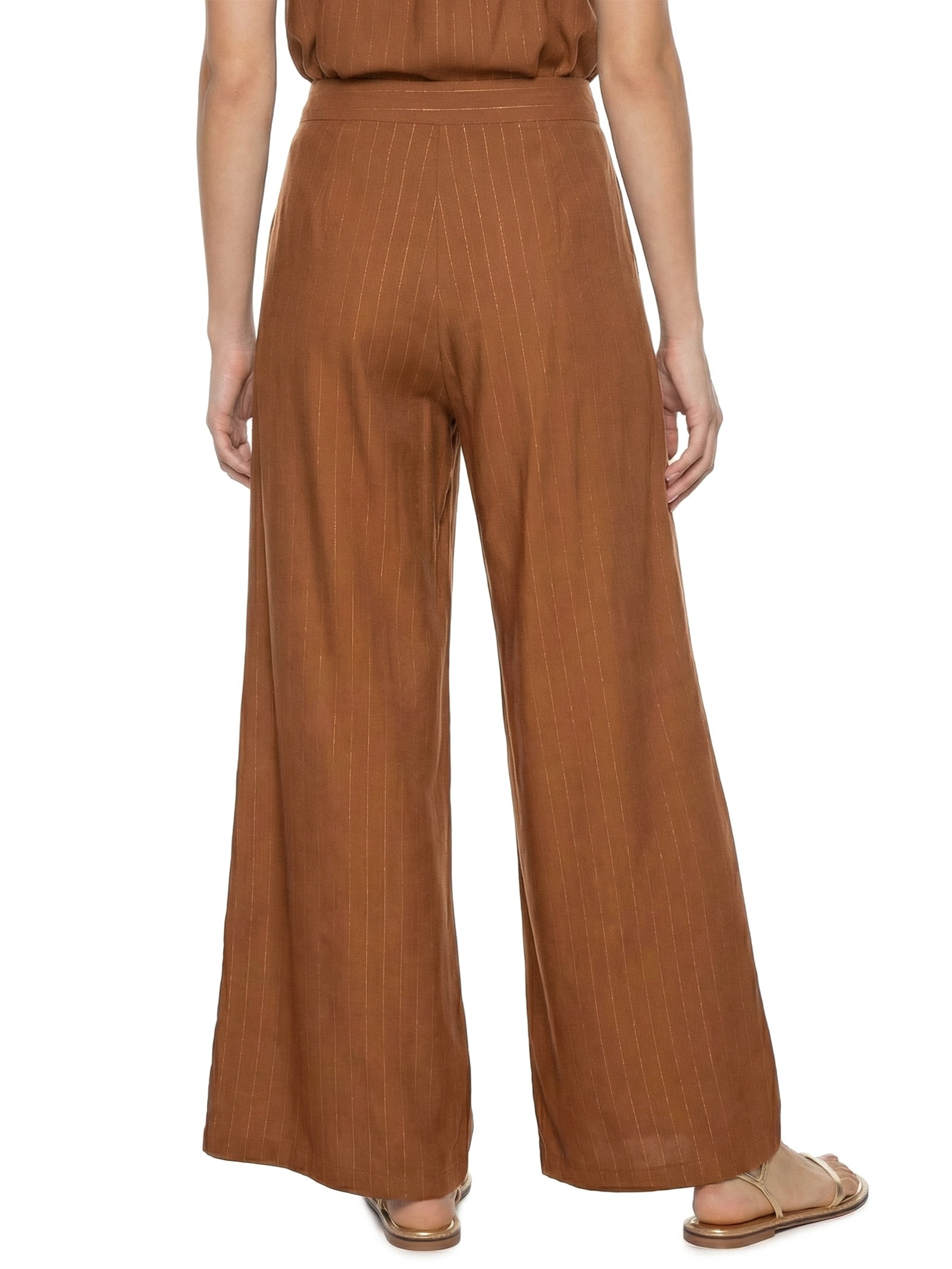 Calça Feminina Pantalona Lisa Marrom Cacay